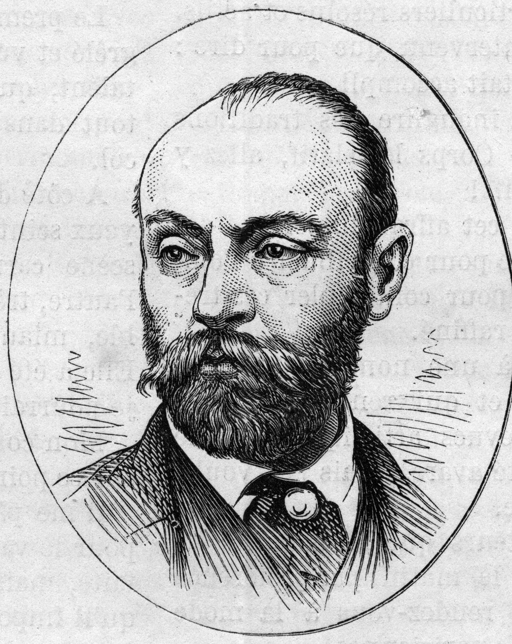 フランスの画家、ギュスターヴ・ロドルフ・クラランス・ブーランジェ（1824-1888）の肖像。1874年5月2日付「Le Monde Illustré」890号に掲載されたエングレーヴィング。 作： フランス語学校