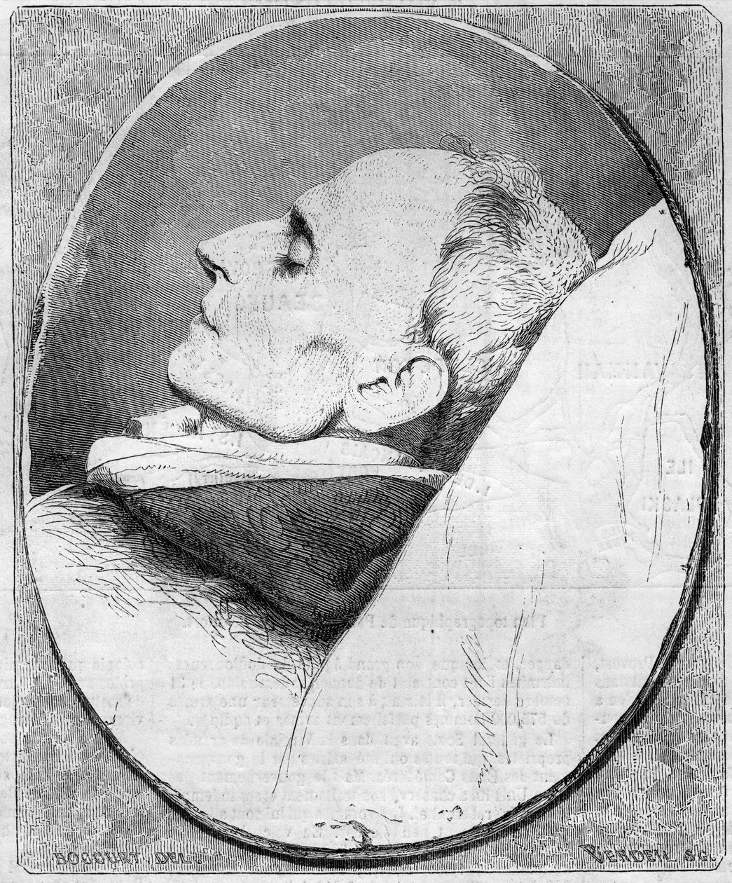 アンリ・ラコルデール（1802-1861）の肖像。フランスの司祭、ドミニコ会士、死の床にある。1861年12月7日付「Le Monde Illustré」243号に掲載された版画。 作： フランス語学校