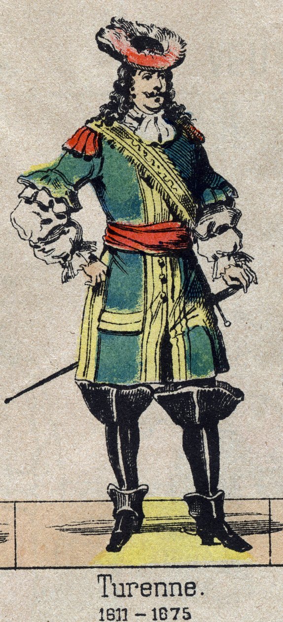フランスの牧童、テュレンヌ子爵、アンリ・ド・ラ・トゥール・ドーヴェルニュ（1611-1675）の肖像。19世紀末のエピナルの画像。 作： フランス語学校