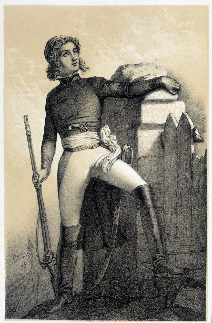 ロシュジャクレーン伯爵Henri du Vergier（またはVerger de La Rochejacquelein）（1772-1794）の肖像 - Albert Maurinの「Galerie historique de la Revolution francaise」にて 作： フランス語学校