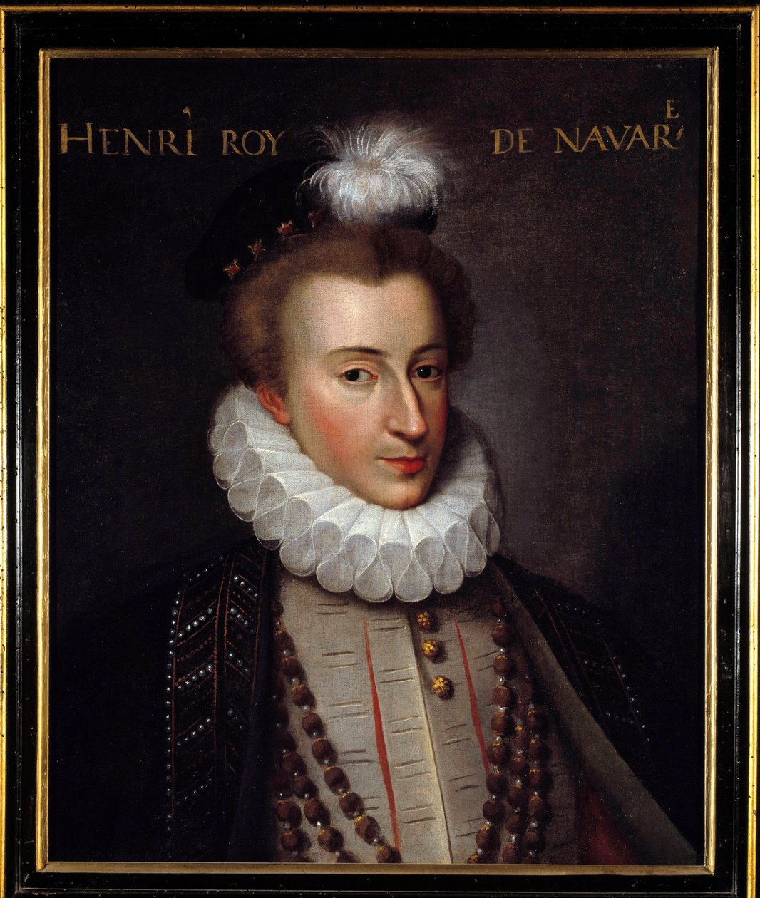 アンリ4世（1553-1610）フランス王の肖像 フランス派の絵画。16世紀 日0,51x0,61m。ポー、城の博物館 作： フランス語学校