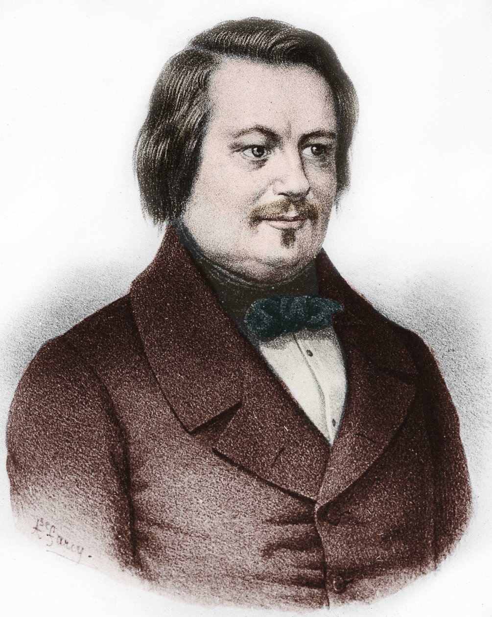 フランスの小説家、オノレ・ド・バルザック（1799-1850）の肖像。 作： フランス語学校