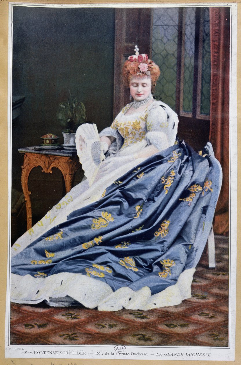 ジャック・オッフェンバッハ（1819-90）c.1867によるラ・グランデ公爵夫人ゲロルシュタインの大公の役割におけるホルテンス・シュナイダー（1833-1920）の肖像 作： フランス語学校