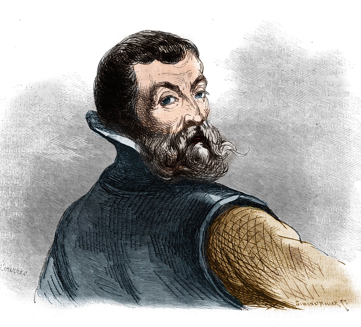 フランスの航海士・探検家であるジャック・カルティエ（1491-1557）の肖像。 作： フランス語学校