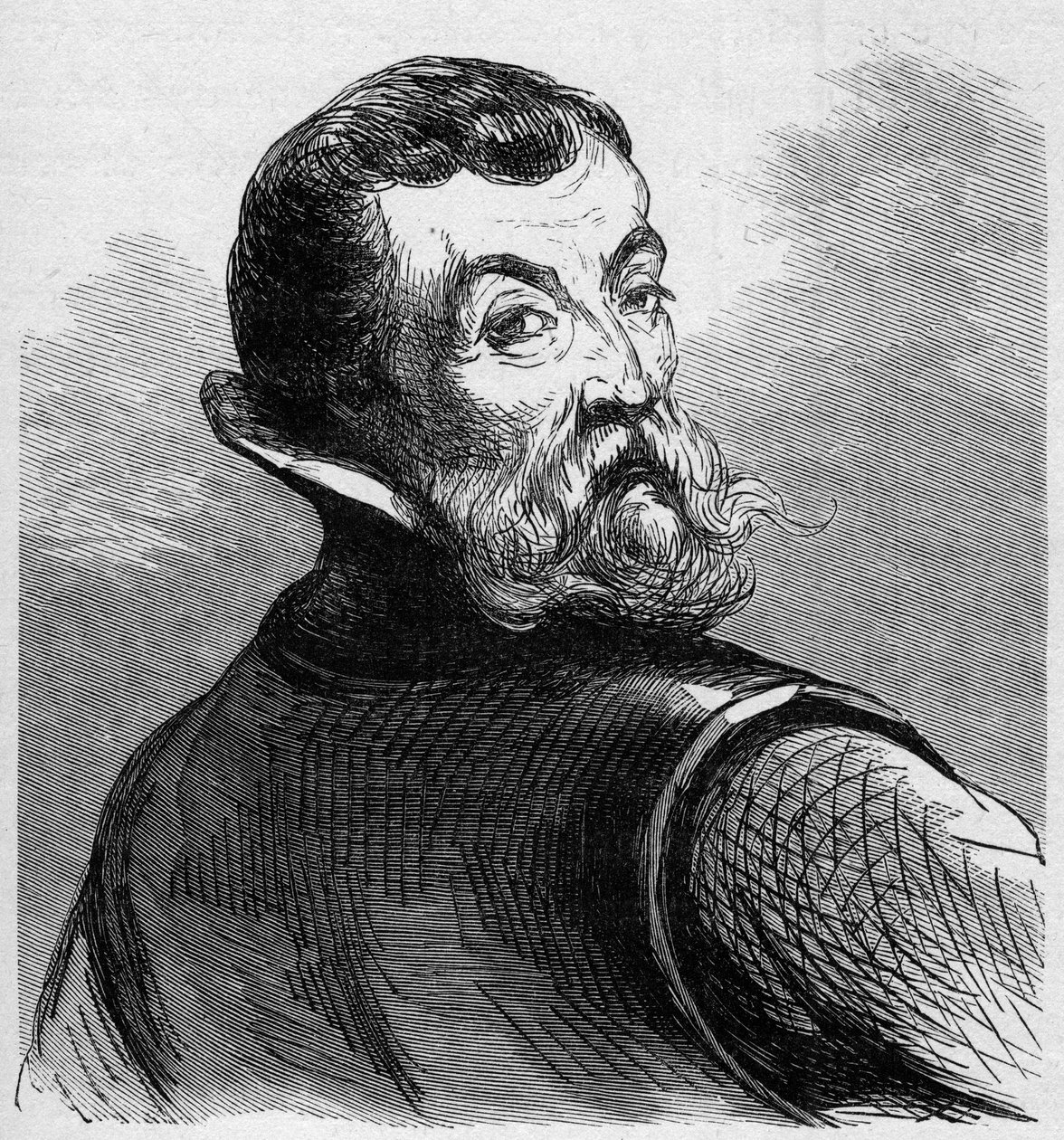 ジャック・カルティエ（1491-1557）の肖像。フランスの航海士、探検家。海洋と植民地：商業」に掲載された図版 作： フランス語学校