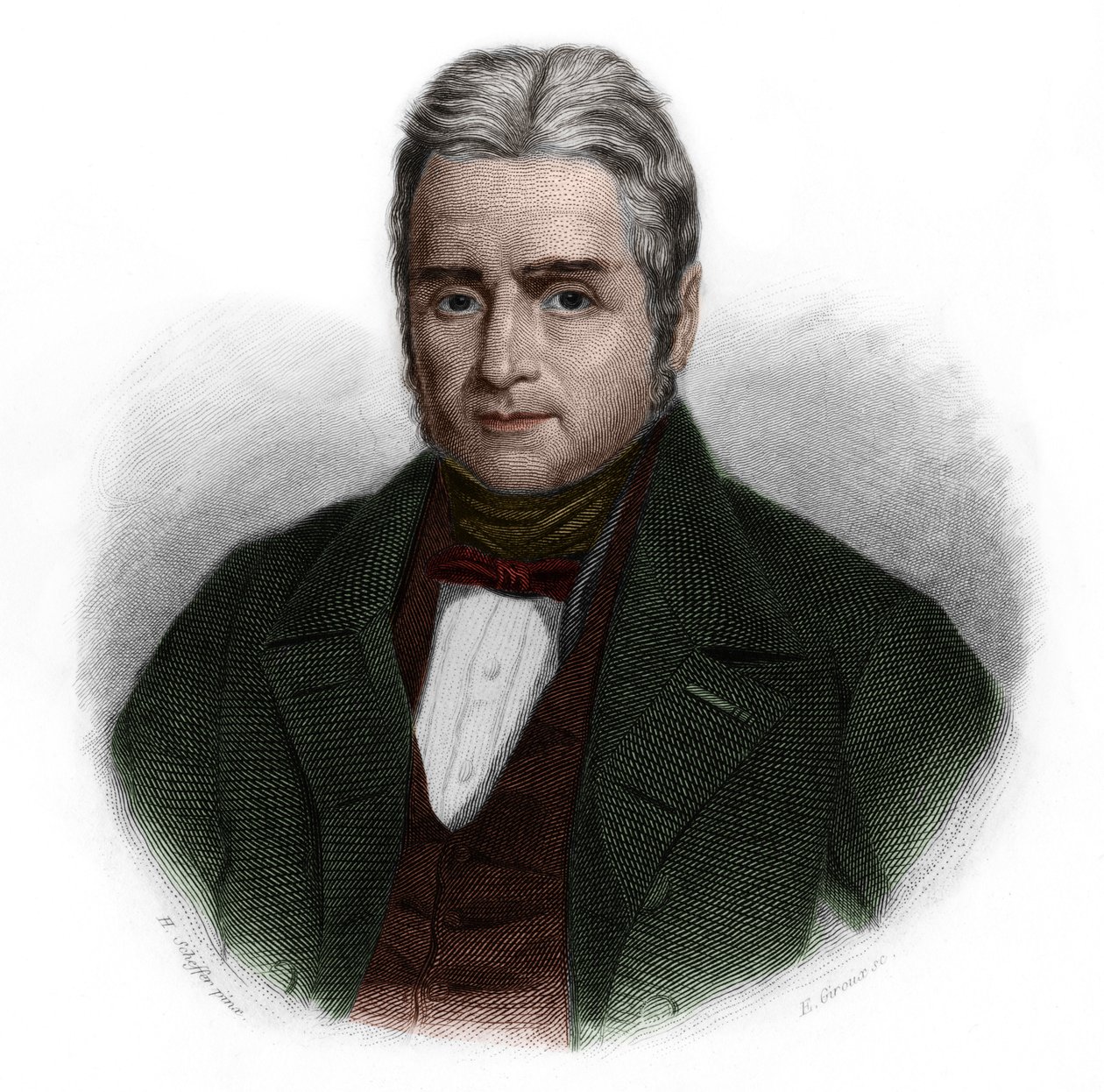 フランスの政治家・銀行家であるジャック・ラフィット（1767-1844）の肖像。ルイ・ド・コルメナン・ティモンの「講演者の書」に掲載されている。1842.個人蔵。 作： フランス語学校