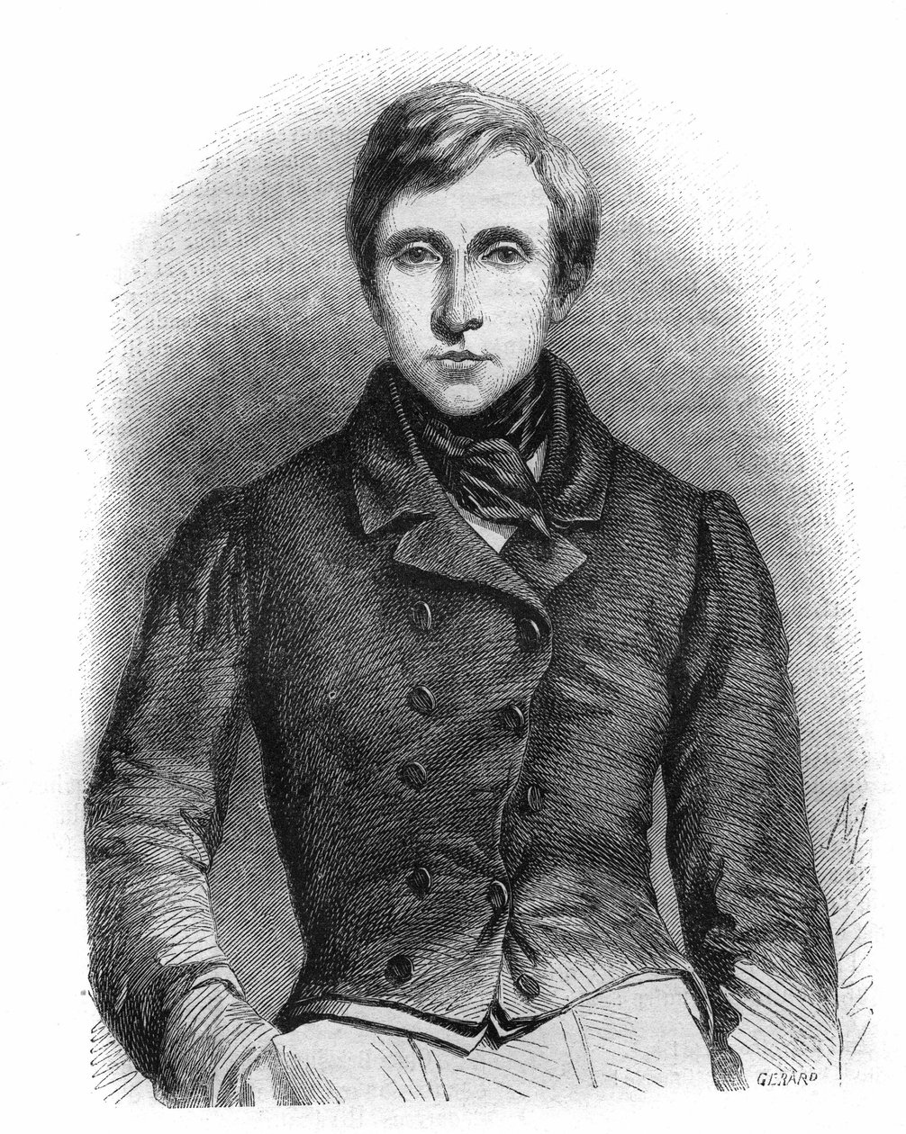 フランスの詩人、Jean Auguste Pelage Brizeux（1803-1858）の肖像。 作： フランス語学校