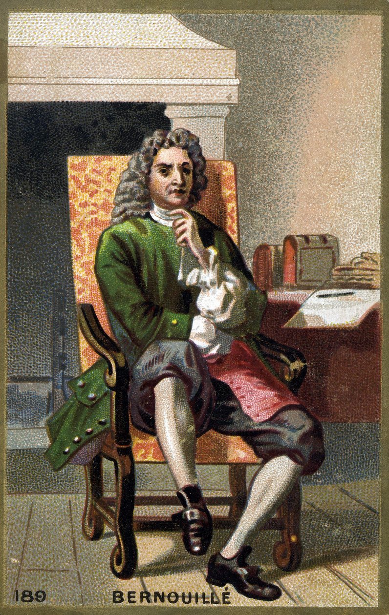 ジャン・ベルヌーイ（Johann Bernouilli）（1667-1748）の肖像 19世紀末のクロモリトグラフ。 作： フランス語学校