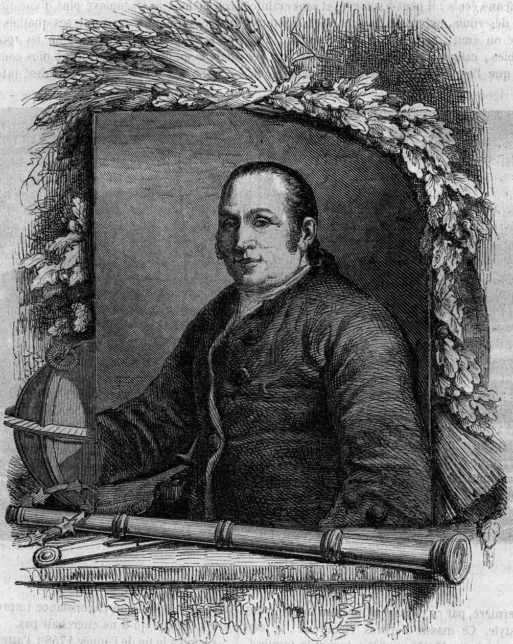 ドイツの天文学者Jean George (Johann Georg) Palitzsch (1723-1788)の肖像。"Le Magasin picturesque "に掲載されたエングレーヴィング 作： フランス語学校