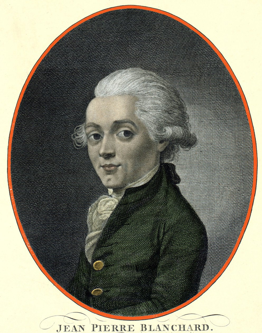 ジャン・ピエール（Jean-Pierre）・ブランシャール（1753-1809）の肖像（フランスの飛行機乗り）。 作： フランス語学校