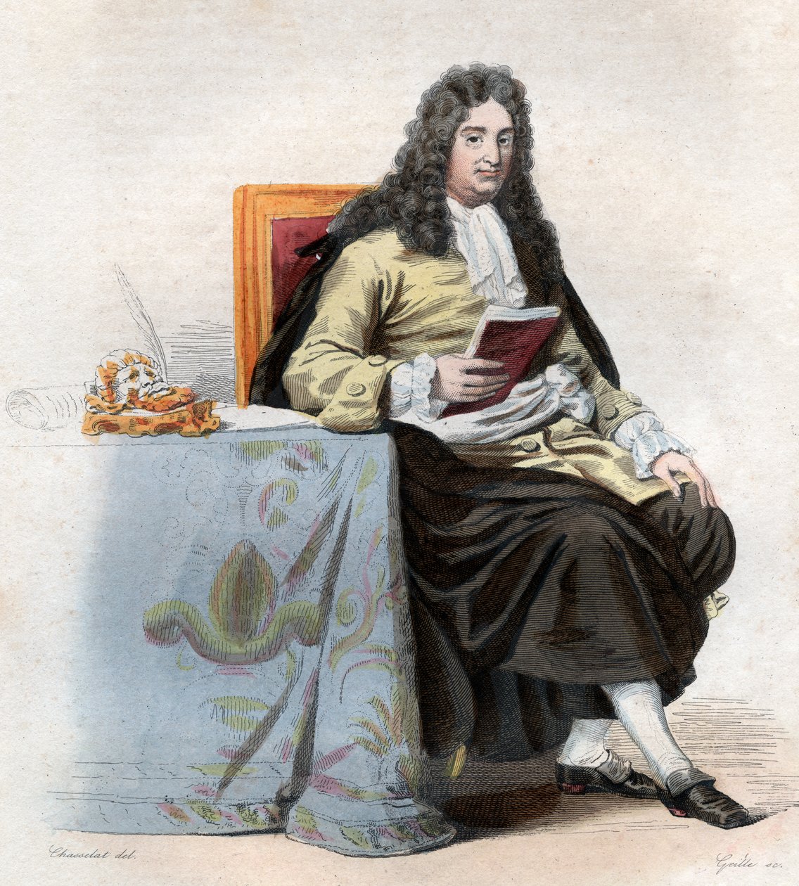 フランスの劇作家、ジャンラシーヌ（1639〜1699）の肖像。 作： フランス語学校