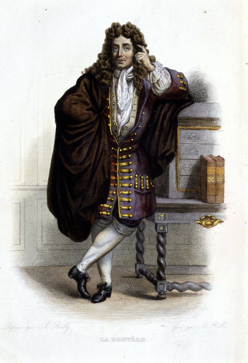 Jean de La Bruyere, フランスの作家・道徳家（1645-1696）の肖像（Ed.Mennechet, "Le Plutarque francais" (フランス語のプルタルク) 作： フランス語学校