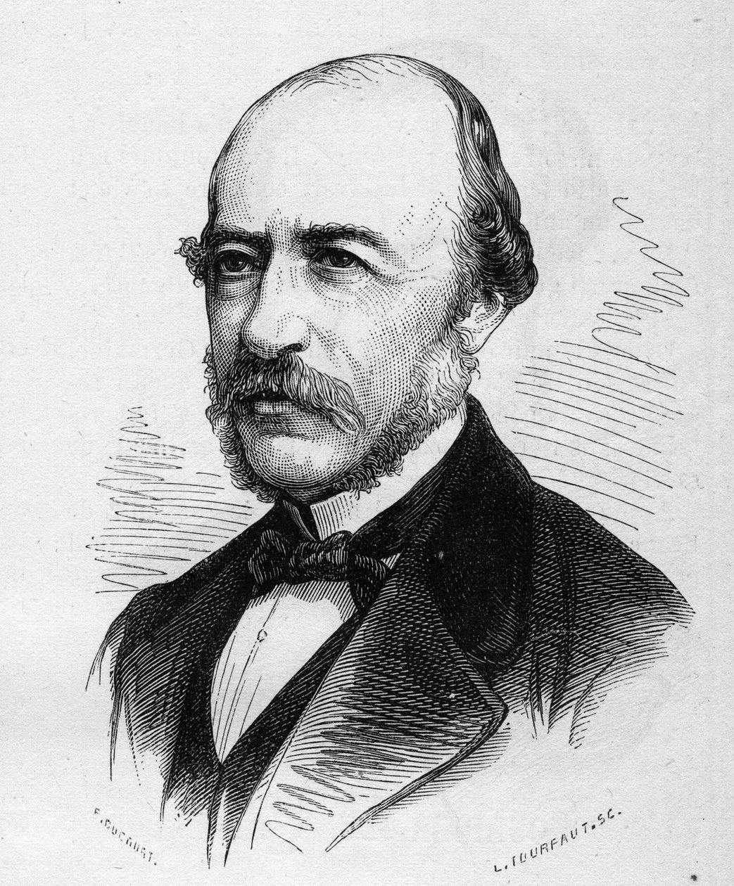 フランスの詩人、ジョセフ・オトラン（1813-1877）の肖像。1877年3月17日付「Le Monde Illustré」1040号に掲載されたエングレーヴィング。 作： フランス語学校