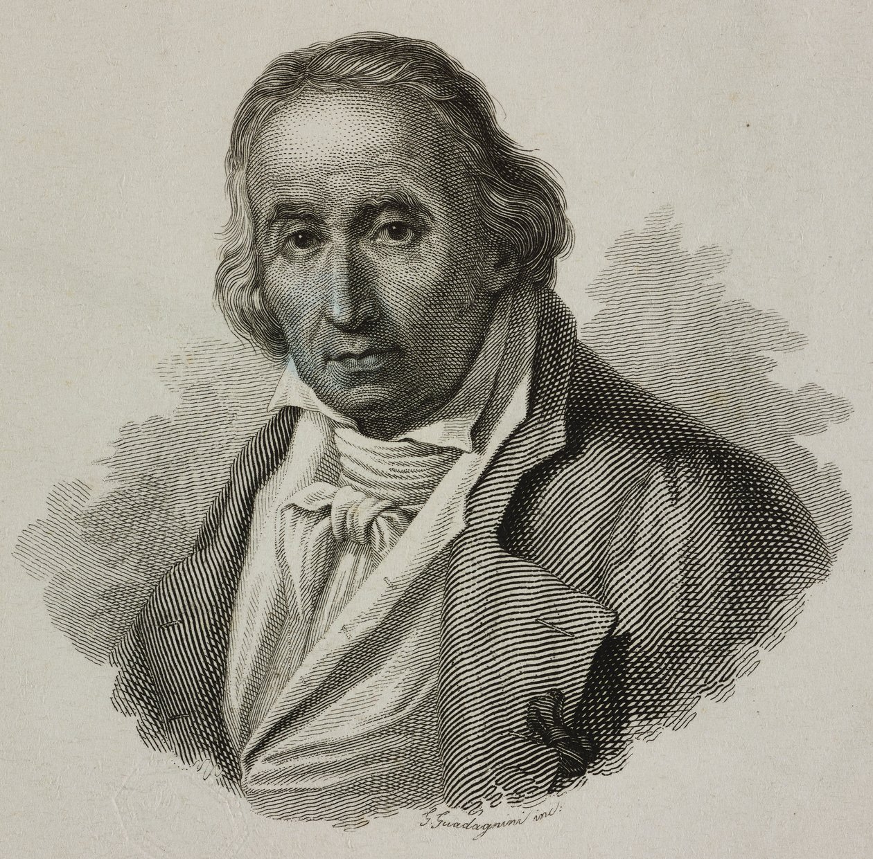 ジャカード (1752-1834) と呼ばれるジョセフ マリー チャールズの肖像画、フランスの織工でジャカード織機の発明者、グアダニーニによる彫刻 作： フランス語学校