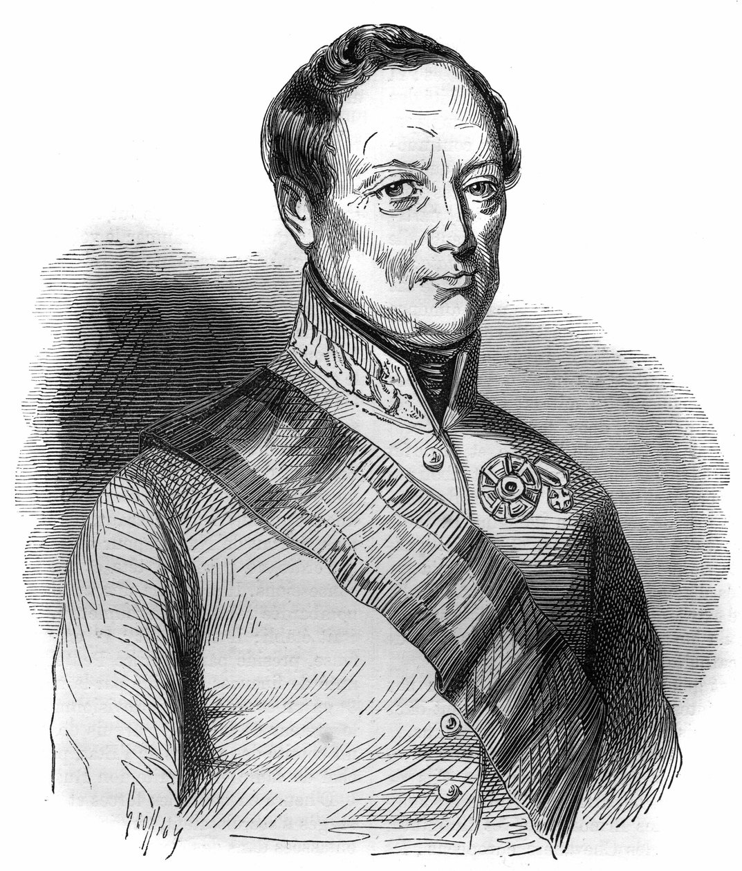 ジョセフ・ヴェンツェル・ラデツキー・フォン・ラデツ（またはジョセフ・ラデツキー伯爵（1766-1858））の肖像 モーリス・ラシャトレの「Histoire des papes-king-queens-et-empereurs a travers les centuries」に掲載されている版画。 作： フランス語学校