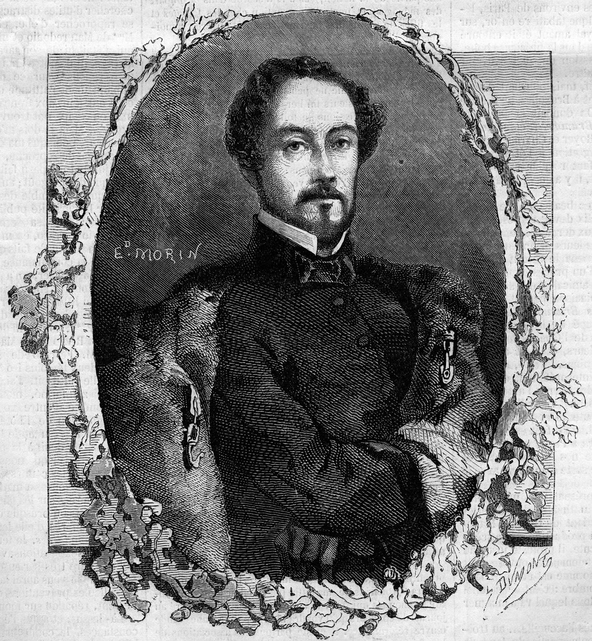 スペインの将軍であり政治家でもあったロイス伯爵ファン・プリム・イ・プラッツ（1814-1870）の肖像。1860年5月3日付「Le Monde Illustré」151号に掲載されたエングレーヴィング。 作： フランス語学校