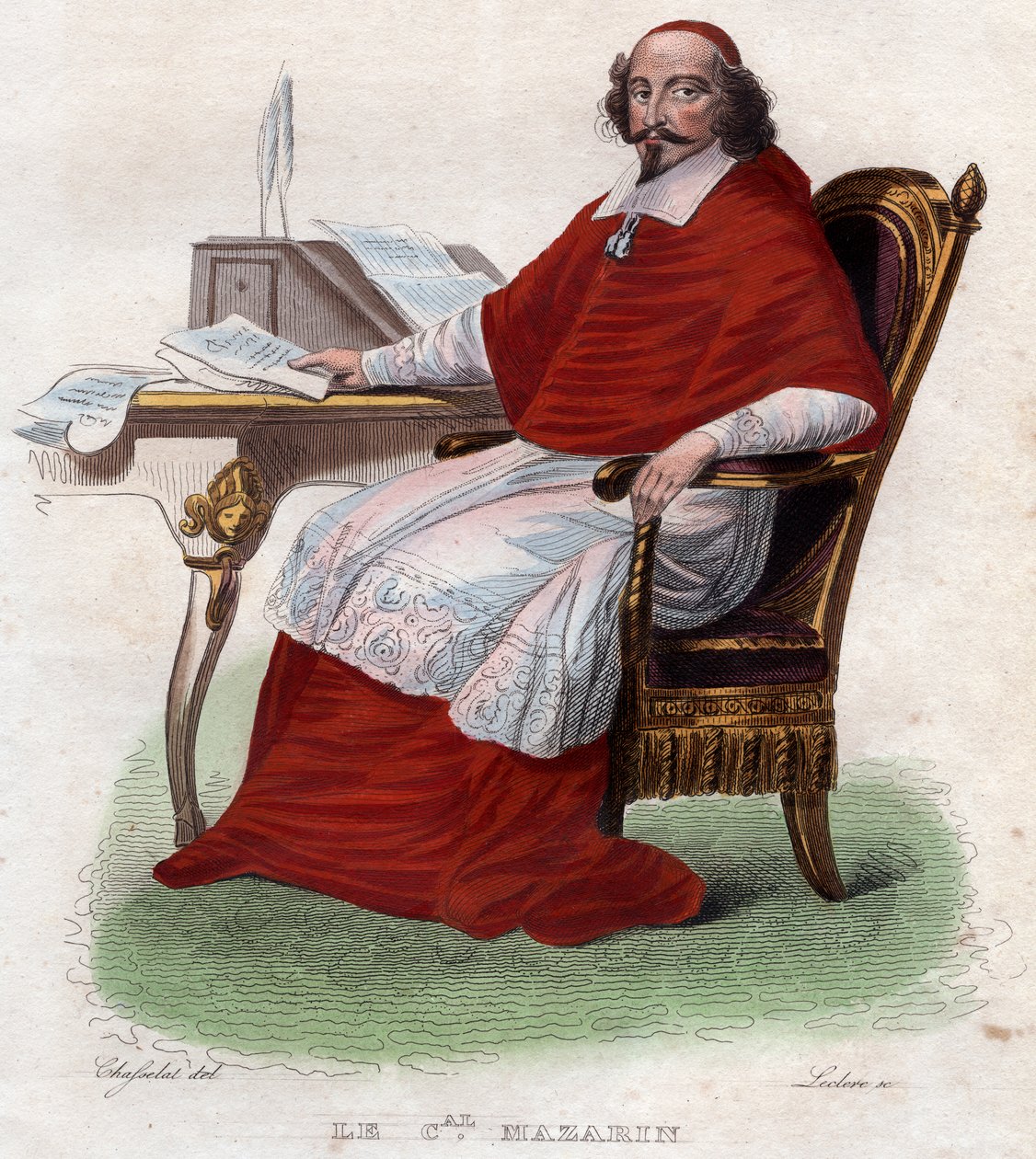 ジュールマザラン（1602〜1661年）、フランスのイタリアの枢機卿、外交官、および政治家の肖像画。 作： フランス語学校