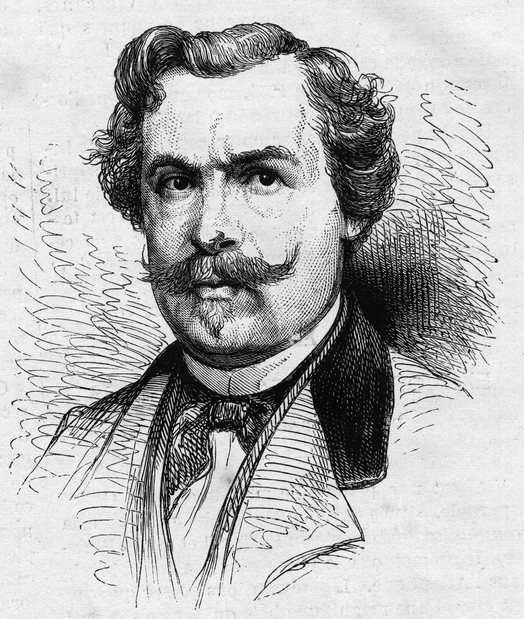 フランスの作家、ジュール・ド・ゴンクール（1830-1870）の肖像。1870年7月2日付「Le Monde Illustré」690号に掲載されたエングレーヴィング。 作： フランス語学校