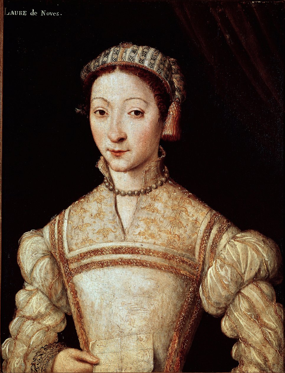 Noves（1308-1348）のLaure（Laura）の肖像、ペトラルカ（Francesco Petrarca）の愛しい女性 16世紀のフランス派の絵画 Sun.21 x 28 cm Chantilly, musee Conde - Laura (Laura) de Noves (1308-1348)の肖像、Francesco Petrarcasの最愛の女性の肖像 作： フランス語学校
