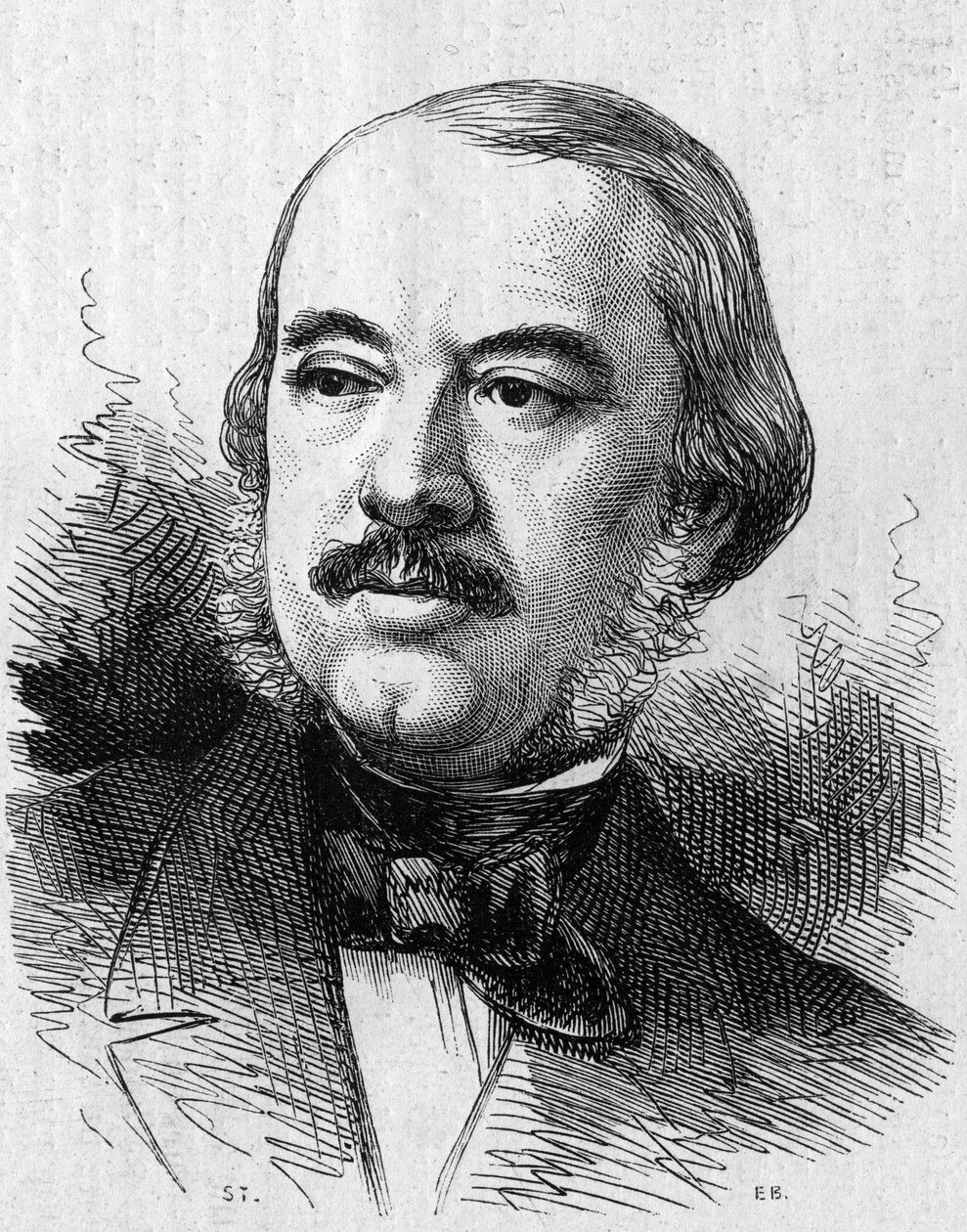フランスの劇作家、レオン・ラヤ（1810-1872）の肖像。1872年9月14日付「Le Monde Illustré」805号に掲載された版画。 作： フランス語学校