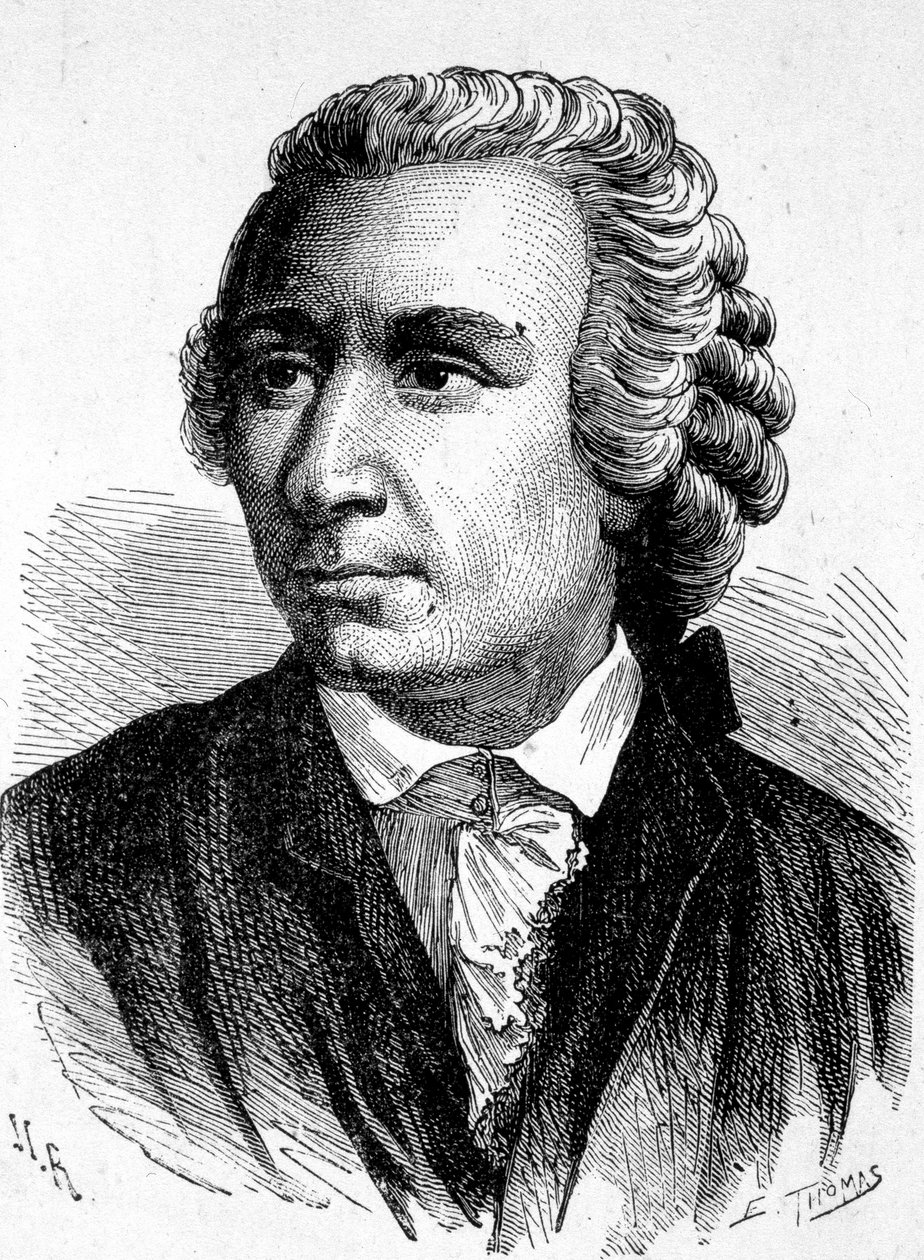 スイスの数学者、レオン（レオンハルト）・オイラー（1707-1783）の肖像画。1896年の "Album of Science; illustrious scientists; Great discoveries "に掲載されています。 作： フランス語学校