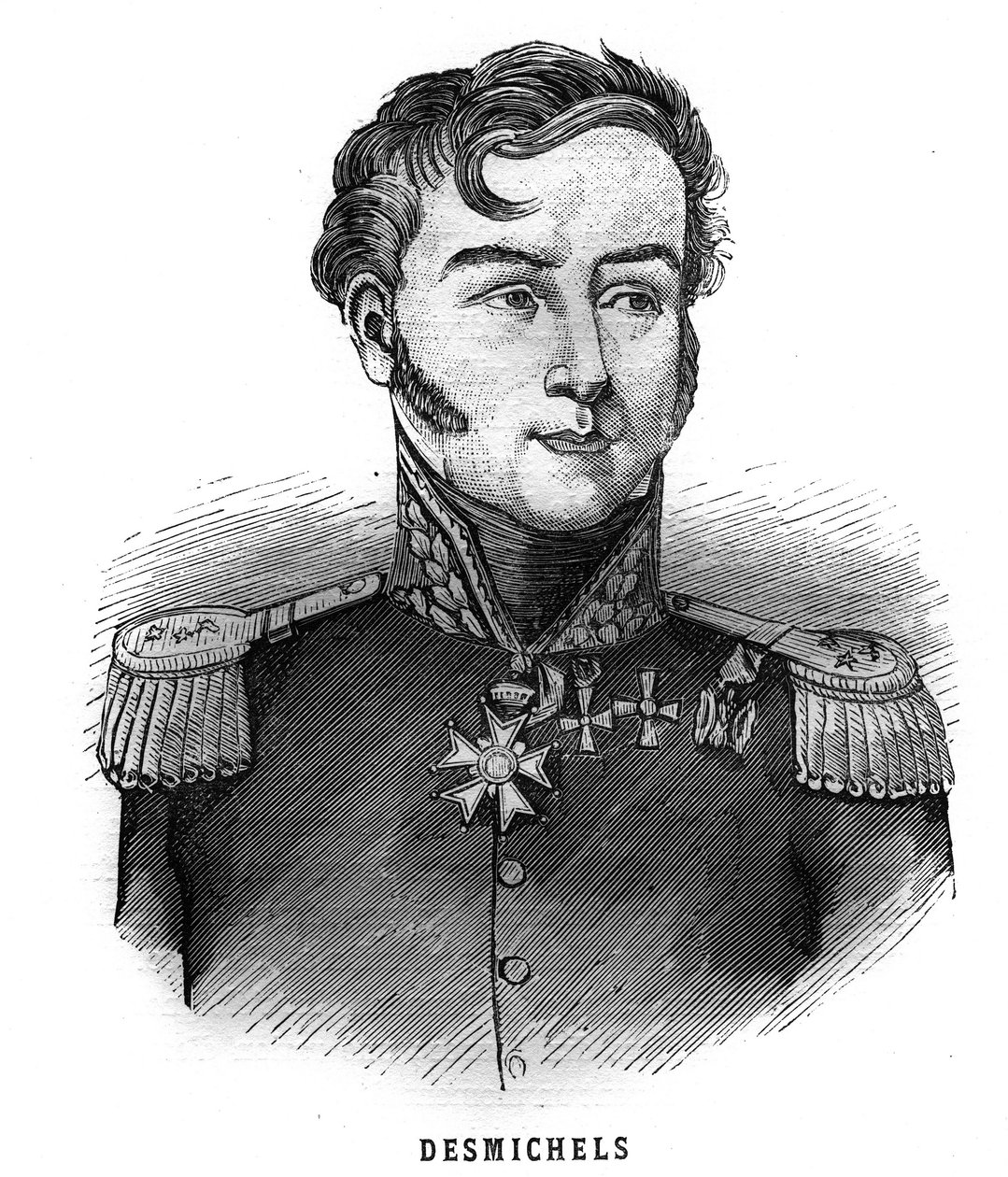 フランス軍の将軍ルイ・アレクシス・デスミシェル（1779-1845）の肖像。Les Illustrations De L
