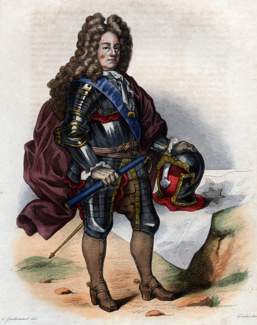 ルイジョセフドブルボン、ヴァンドーム公爵（1645-1712）、フランスの軍事指揮官、フランス元帥の肖像画。 作： フランス語学校