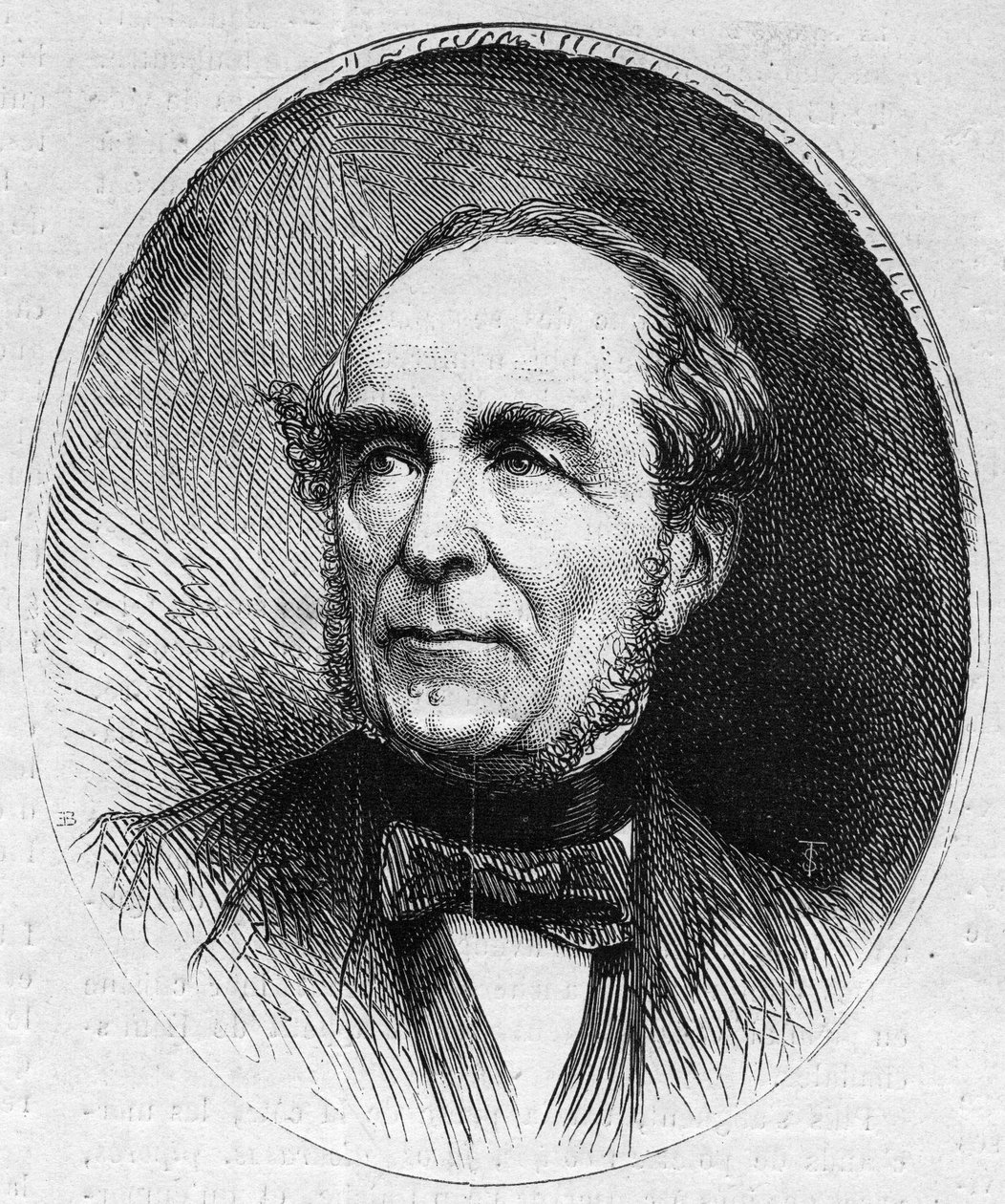 フランスの政治家、ルイ・ヴィテ（1802-1873）の肖像。1873年6月13日付「Le Monde Illustré」844号に掲載されたエングレーヴィング。 作： フランス語学校