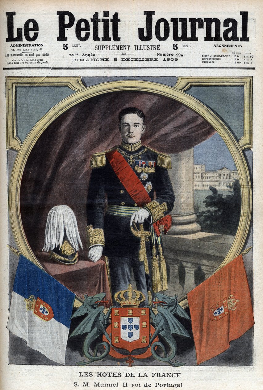 ポルトガル王マヌエル2世（1889-1932）のパリ訪問時の肖像-12月5日付「Le Petit Journal」紙 作： フランス語学校