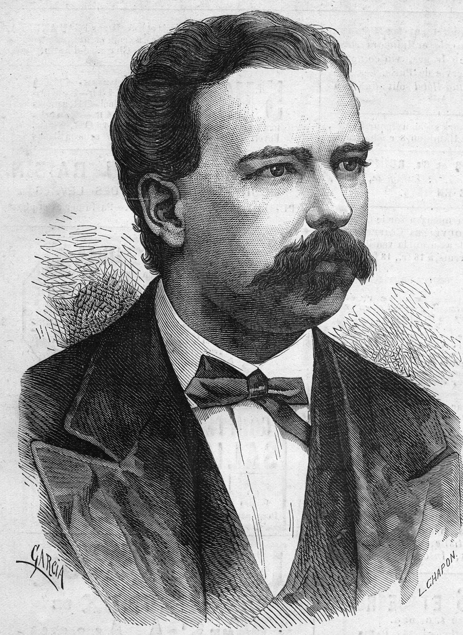 1872年から1876年までペルーの大統領を務めたマヌエル・パルド（1834-1878）の肖像。1878年12月7日付の "Le Monde Illustré "1132号に掲載されたエングレーヴィング。 作： フランス語学校