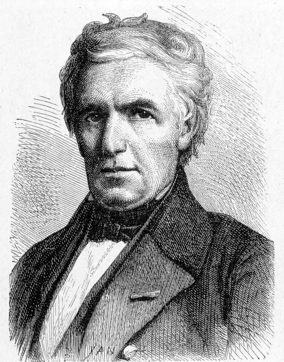 マルク・セガン（1786-1844）の肖像画。吊り橋の原理を考案したフランスの技術者であり、管状ボイラーの発明者でもある。"Album de la Science; illustrious scientists; Great discoveries" 1896年に掲載されている。 作： フランス語学校