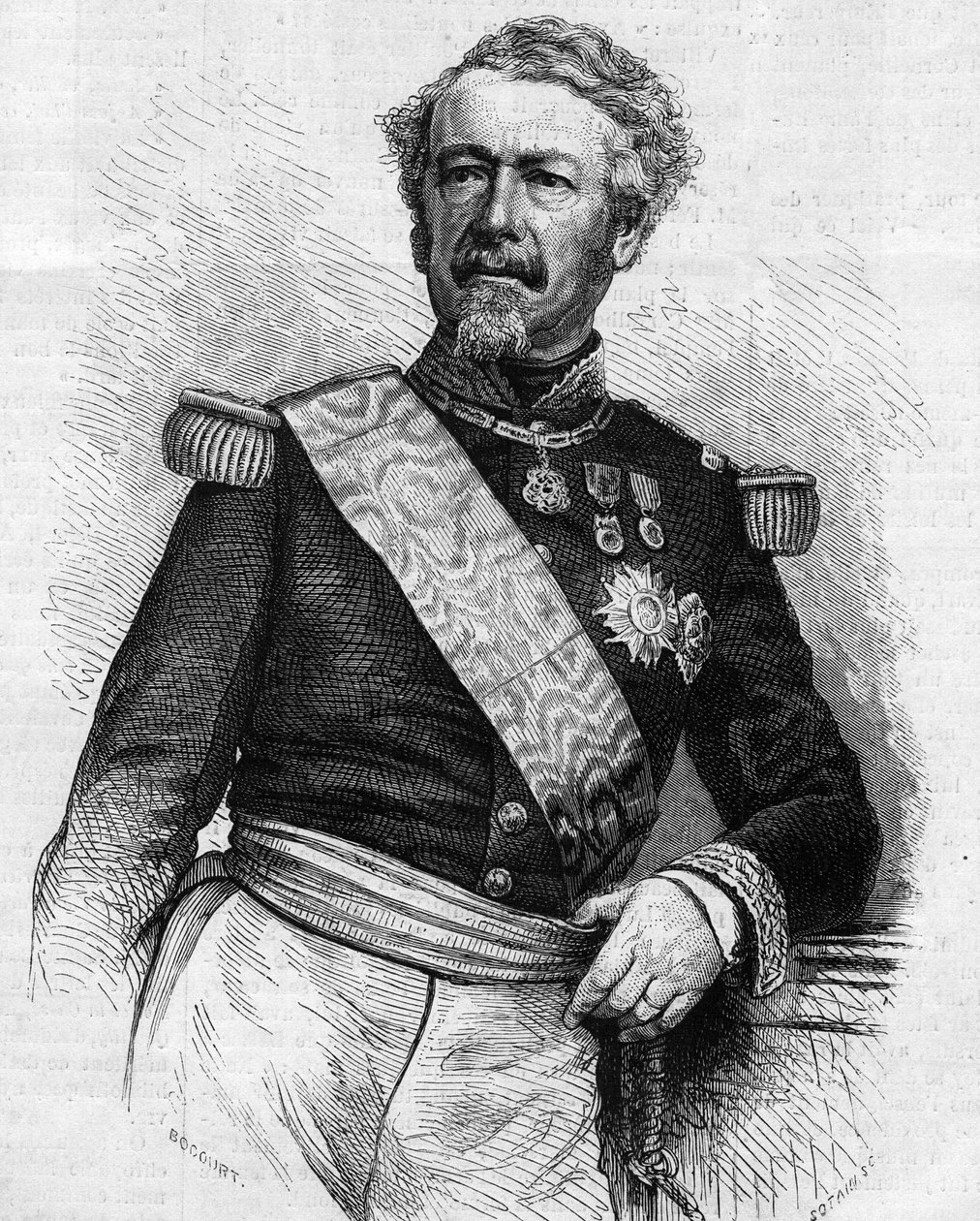 Marechal Adolphe Niel (1802-1869), フランスの軍人・政治家の肖像。1869年8月21日付「Le Monde Illustré」645号に掲載されたエングレーヴィング。 作： フランス語学校
