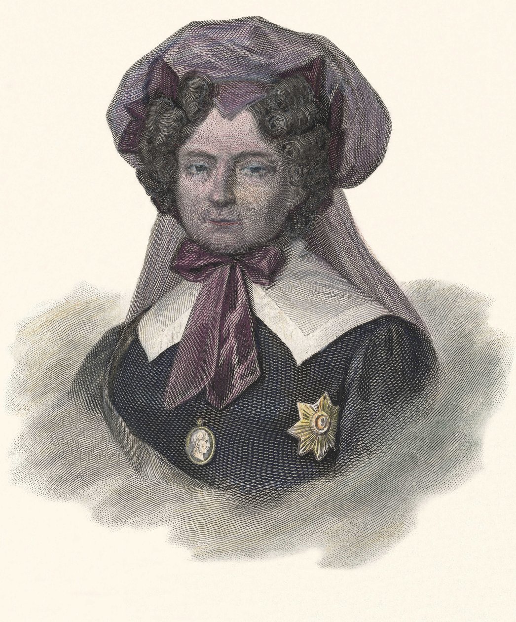 ロシア皇帝ヴュルティンベルク王女マリア・フェデローヴナ（1759-1828）の肖像。"Portraits of Useful Men "より 作： フランス語学校
