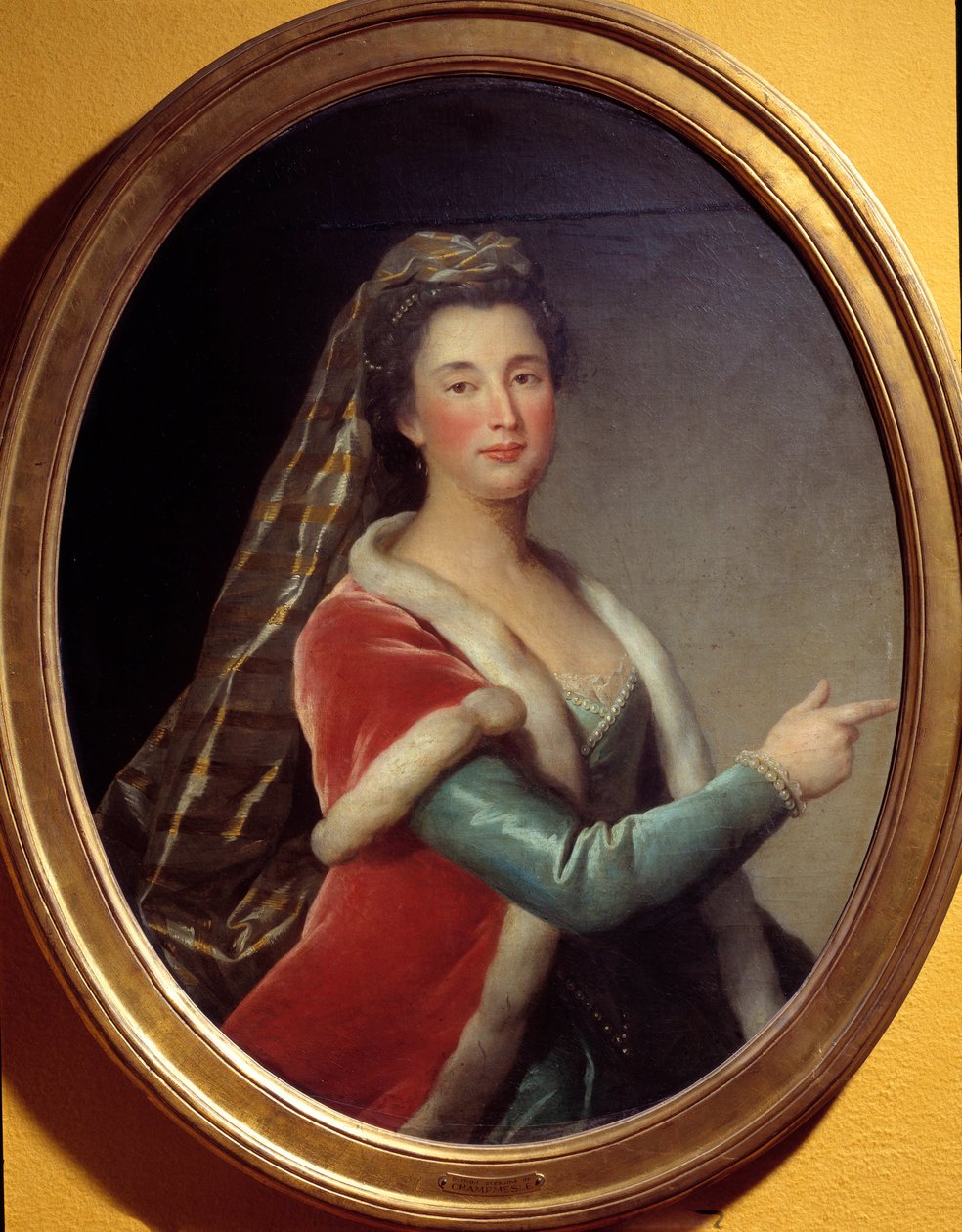 ロクサーヌ役の女優マリー・デマレス・ラ・シャンブル（1642-1698）の肖像。匿名の絵画 作： フランス語学校