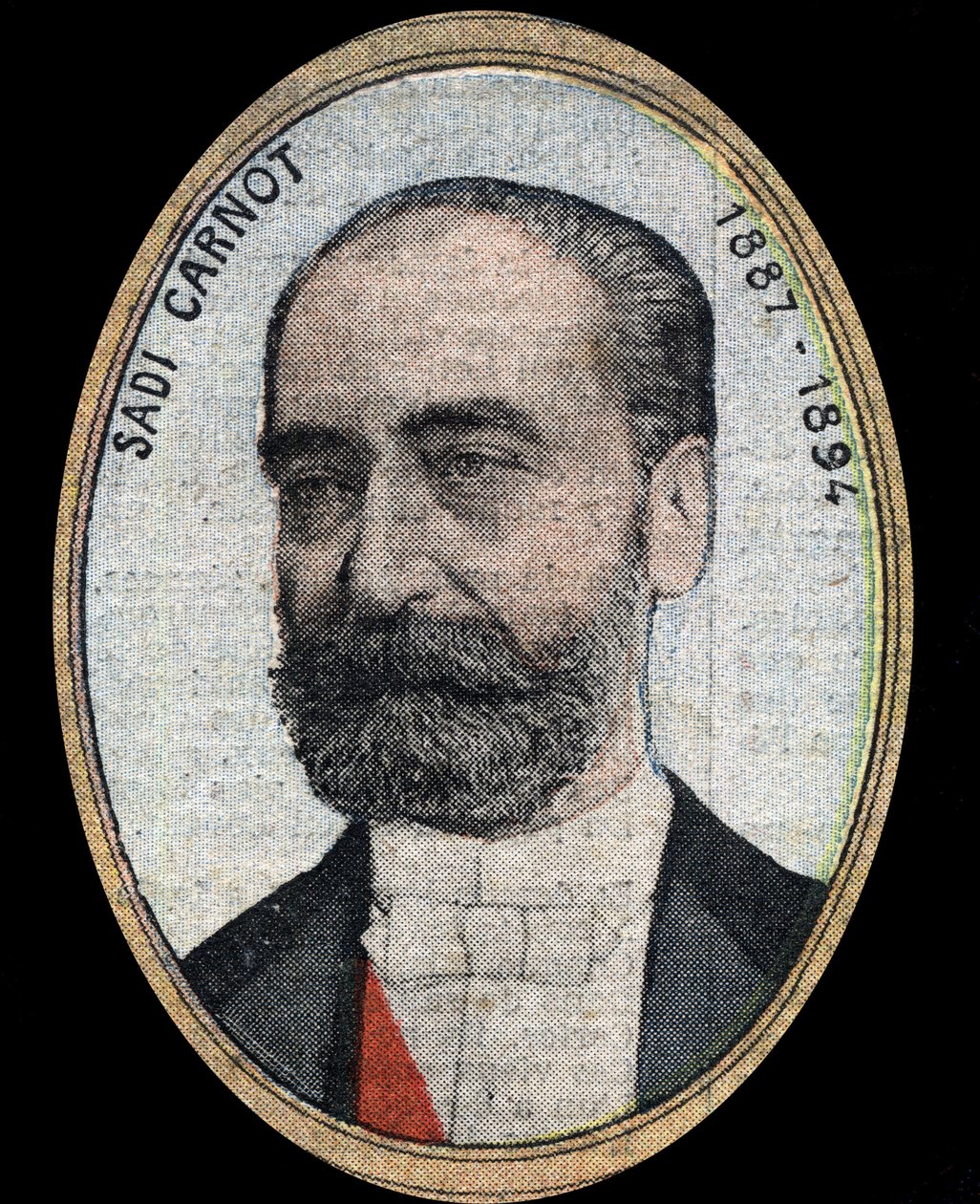 フランス共和国大統領、マリー・フランソワ・サディ・カルノー（1837-1894）の肖像。 作： フランス語学校