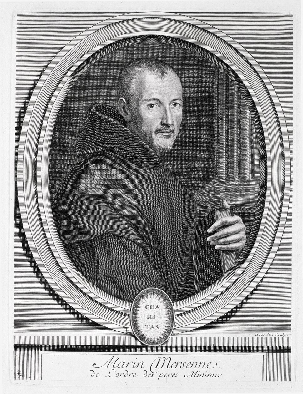 デュフロが彫刻したマリンメルセンヌの肖像画（1588〜1648年） 作： フランス語学校