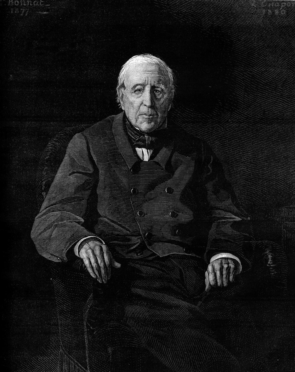 フランスの政治家、モンタリヴェ伯爵マルテ・カミーユ・バシャソン（1801-1880）の肖像。1880年1月17日付「Le Monde Illustré」1190号に掲載されたエングレーヴィング。 作： フランス語学校