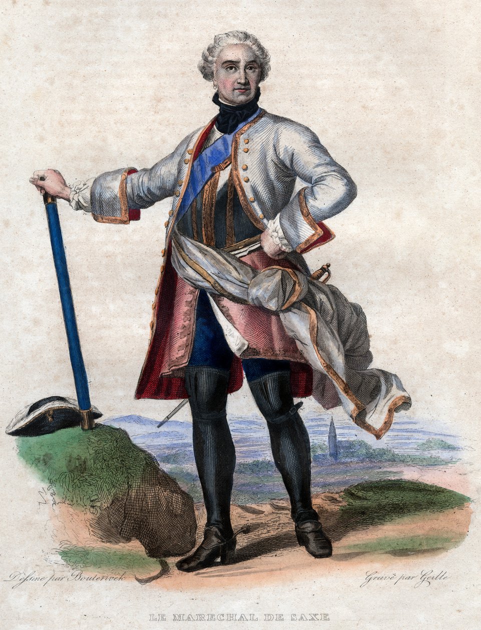 モーリスドサク（1696-1750）、フランス軍のドイツ軍、フランス元帥の肖像。 作： フランス語学校