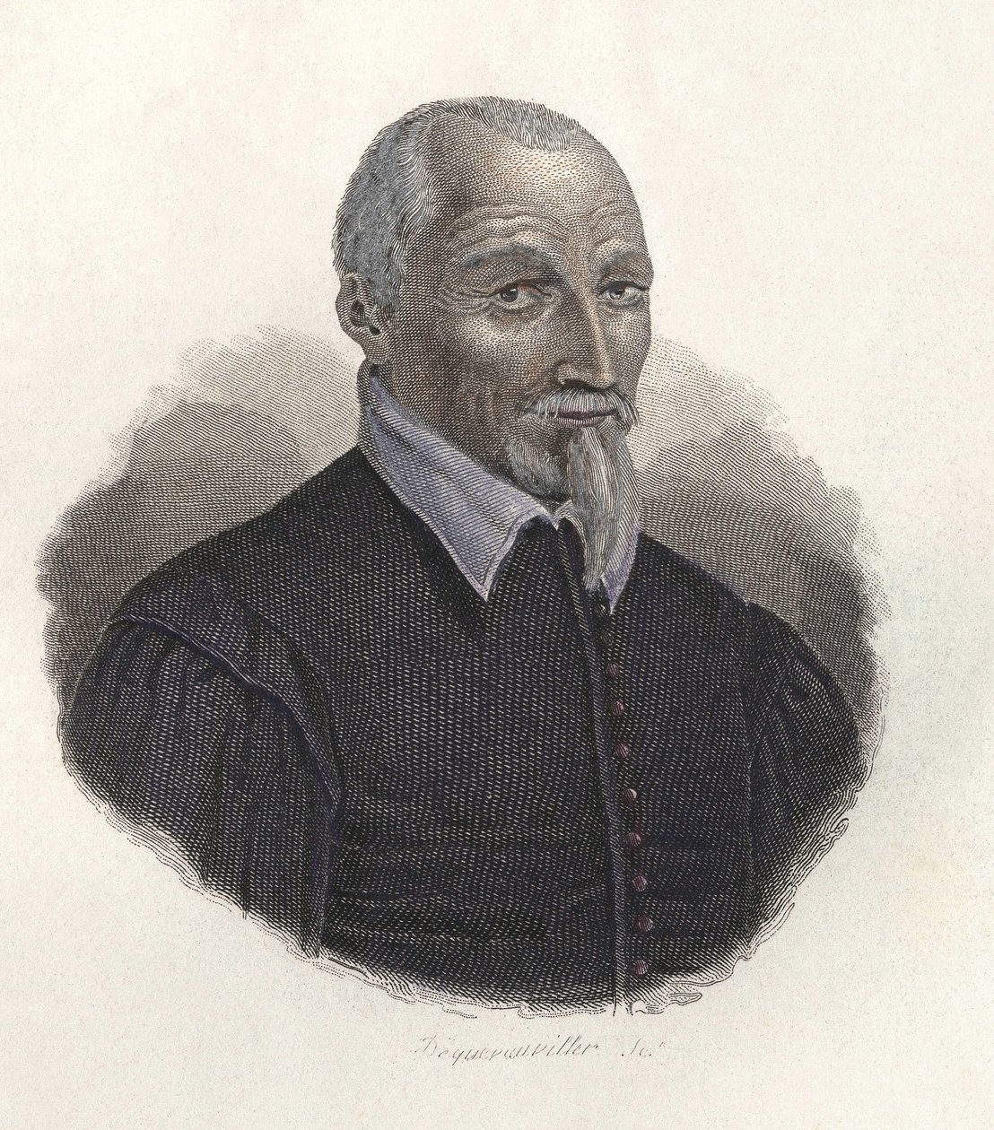 フランスの農学者、オリビエ・デ・セール（1539-1619）の肖像。"Portraits des Hommes Useful "より。 作： フランス語学校