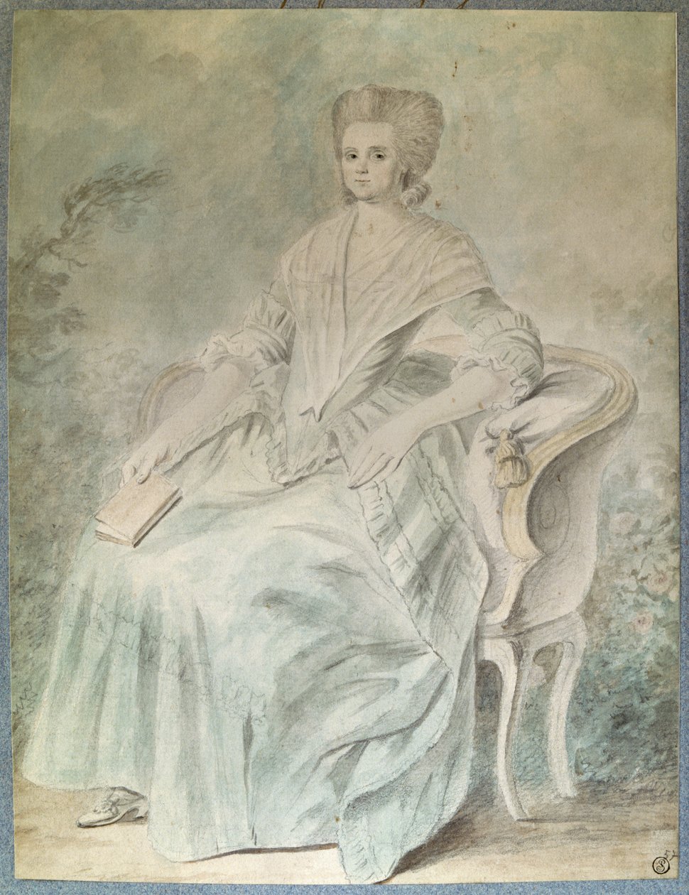 Olympe de Gouges (widow Aubry also known as Marie Gouze) (Madame Aubry) (1748-1793) フェミニスト、政治家、文学者の女性の肖像。18世紀の匿名の水彩画。ディム。0.21x0.28 m パリ、ルーヴル美術館 作： フランス語学校