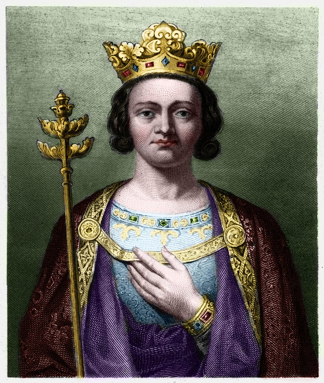フランス王フィリップ5世（1294-1322）の肖像 - ラヴァレの『フランス史』に掲載、エングレーヴィング、sd. 作： フランス語学校