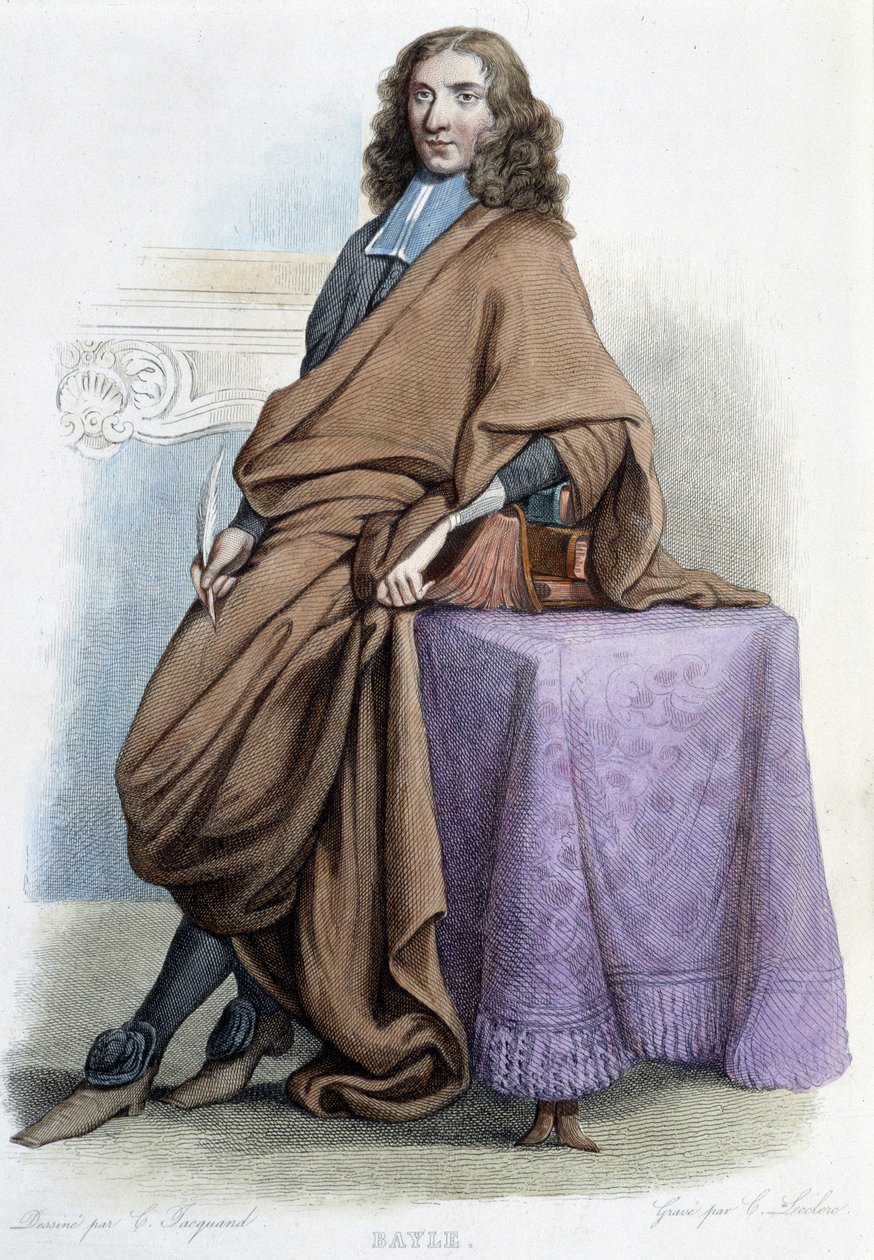 フランスの哲学者・作家であるピエール・ベール（1647-1706）の肖像 - Mennechetによる「Le Plutarque francais」にて 作： フランス語学校