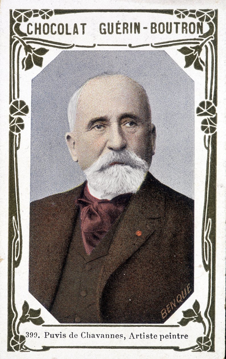 フランスの画家ピエール・ピュヴィス・ド・シャヴァンヌ（1824-1898）の肖像。ゲランのヴィネット - ブトロン・ショコラ 作： フランス語学校