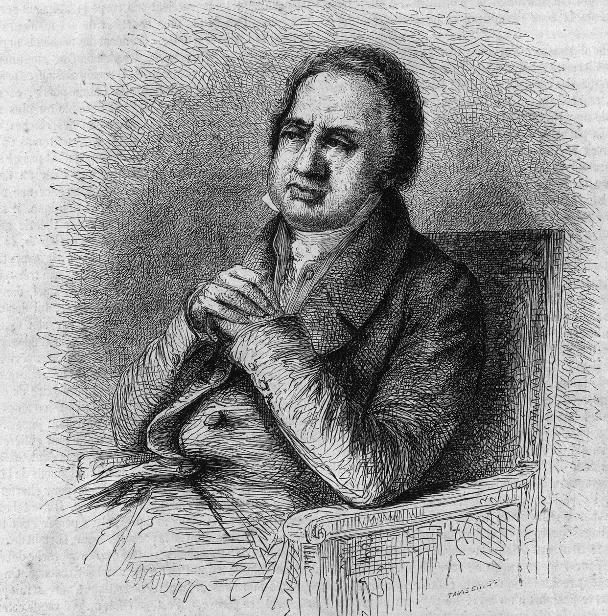 ピエール・シモン・バランシュ（1776 - 1847）の肖像。ボクールによるエングレーヴィング、"Le Magasin Picturesque "掲載 作： フランス語学校