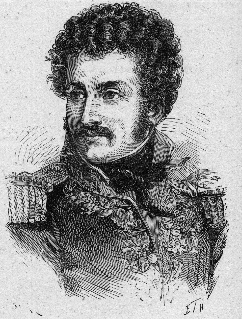 Pierre Yriex (Pierre Yrieix) Daumesnil (1776-1832)の肖像 - 第一帝政期および維新期のフランスの将軍 - 1889年のエングレーヴィング - 個人蔵 作： フランス語学校