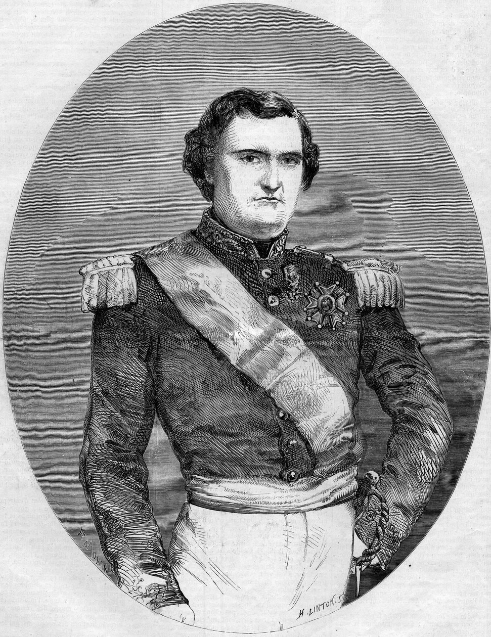 ナポレオン・ジョセフ・シャルル・ポール・ボナパルト王子（1822-1891）の肖像。1859年1月29日付「Le Monde Illustré」94号に掲載されたエングレーヴィング。 作： フランス語学校