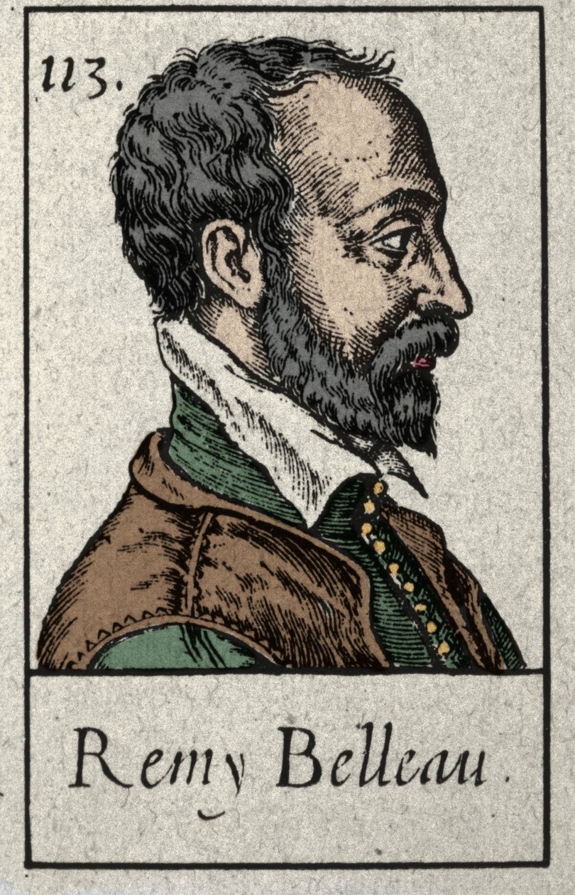 レミー・ベロー（1528-1577）の肖像 プレアデス運動のメンバーであったフランスの詩人。19世紀のエングレーヴィング。 作： フランス語学校