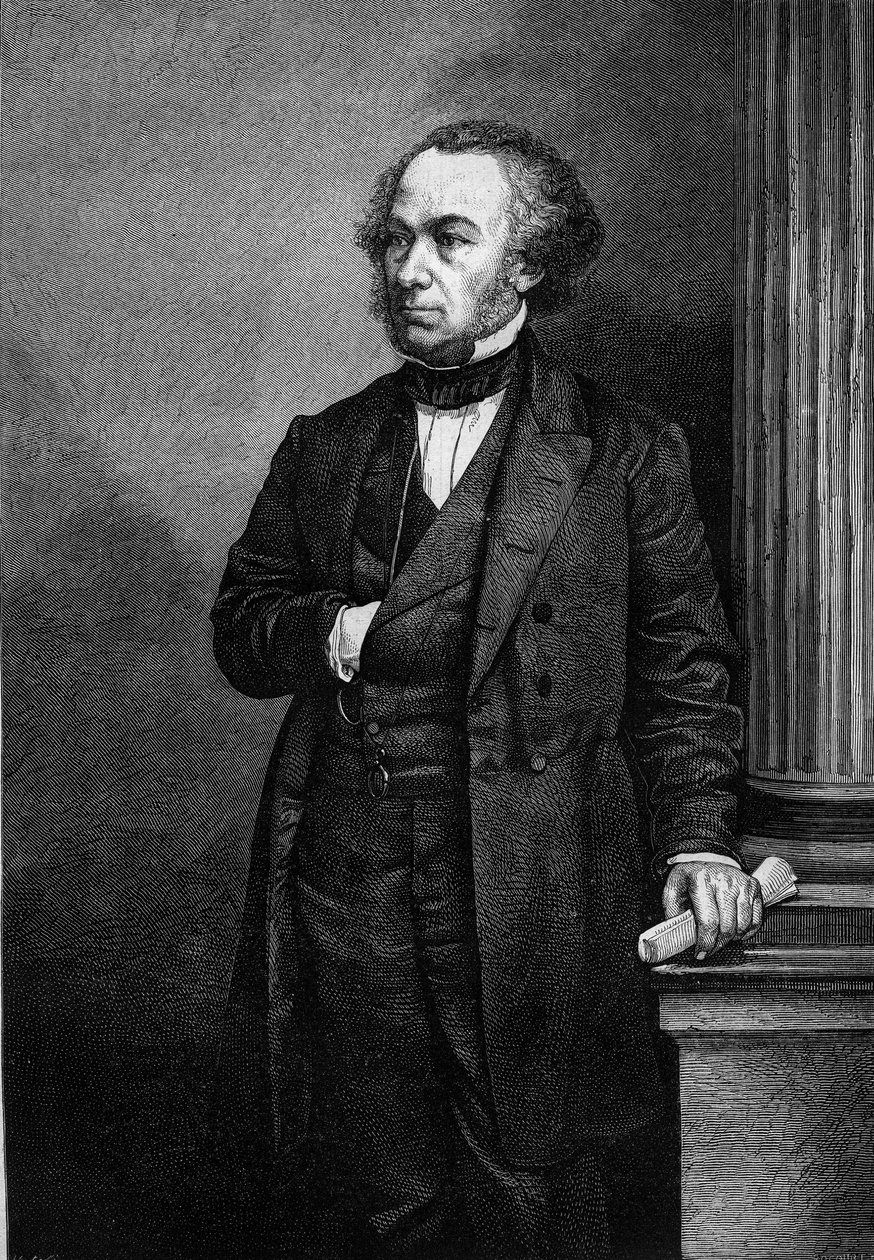 イギリスの実業家・政治家であるリチャード・コブデン（1804-1865）の肖像。ル・マガジン・ピクチャーズ」に掲載されたエングレーヴィング 作： フランス語学校