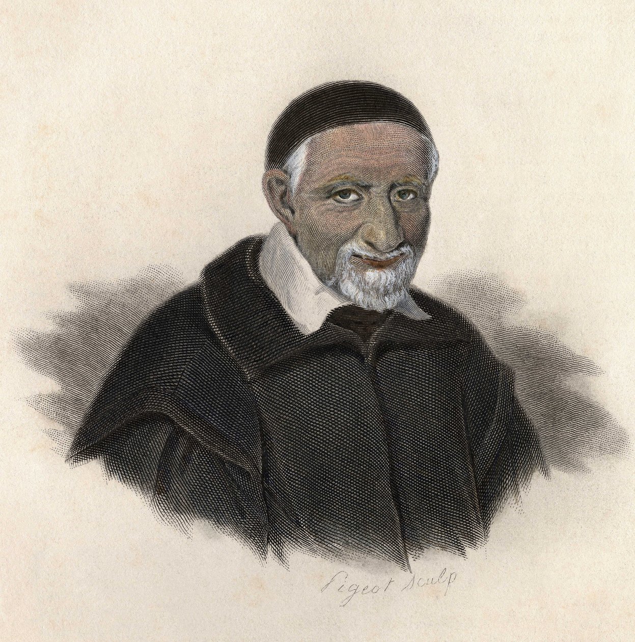 聖ヴィンセント・ド・ポール（1581-1660）、フランスの司祭、アモニエの肖像。 作： フランス語学校