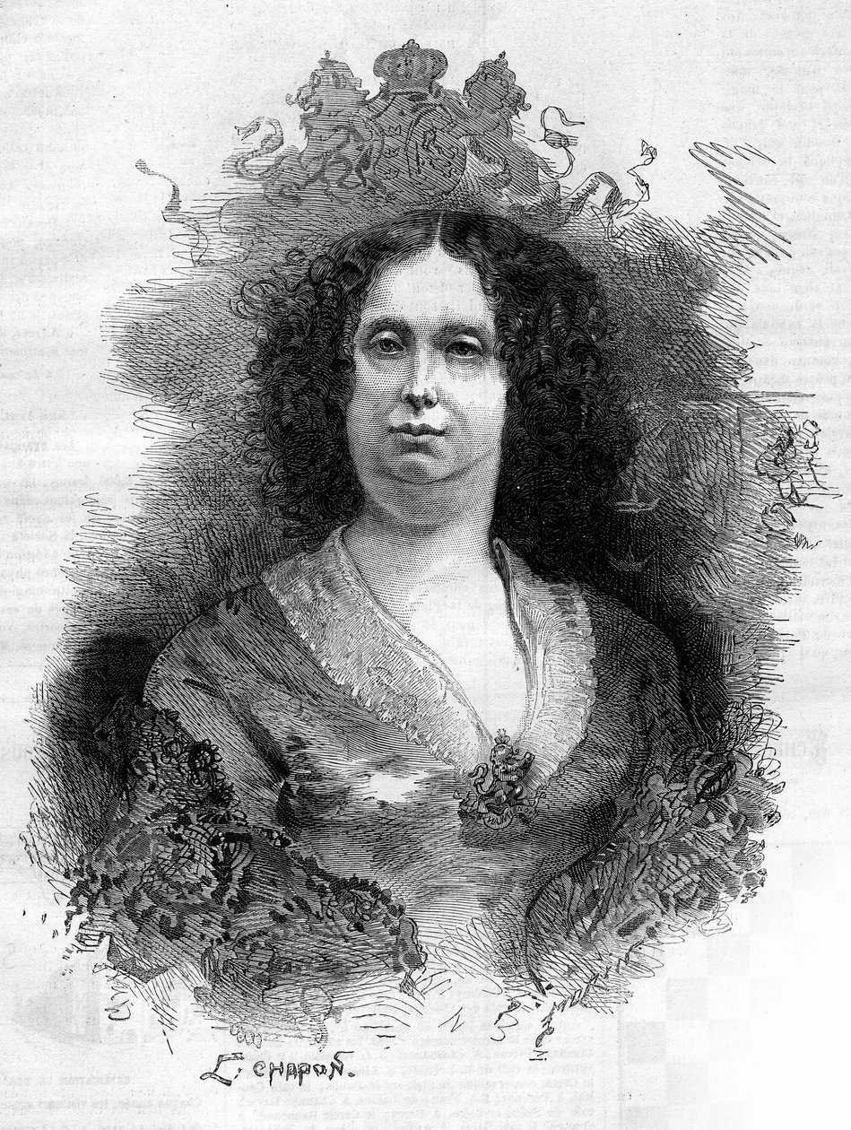 オランダ女王、ソフィー・フレデリック・マチルデ・オブ・ヴュルテンベルク（1818-1877）の肖像。1877年6月16日付の "Le Monde Illustré "1053号に掲載された図版。 作： フランス語学校